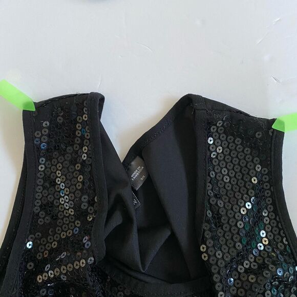 Covington Womens Black Sleeveless tank top Al Over Front Sequins Size Small - Picture 6 of 11
